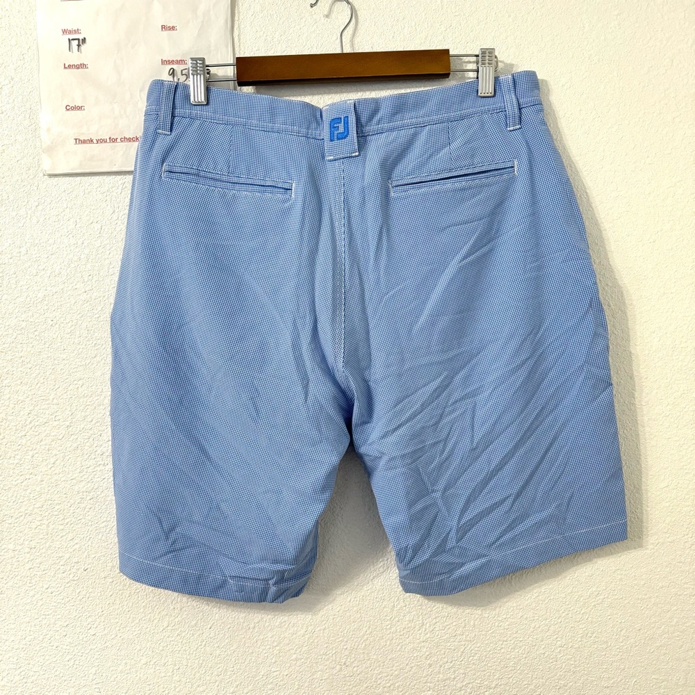 FJ Footjoy‎ Golf Shorts Men's 34 Blue Check Performance Chino 9.5” Inseam - Picture 3 of 4